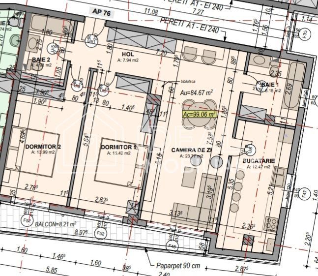 Apartament generos de 3 camere cu balcon,  85 mp utili, zona Turnisor - Poză 11