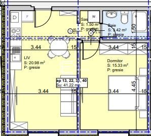 Apartament 2 camere, 41 mp, etaj 1,  mobilat- utilat Sibiu zona Lazaret - Schiță 6