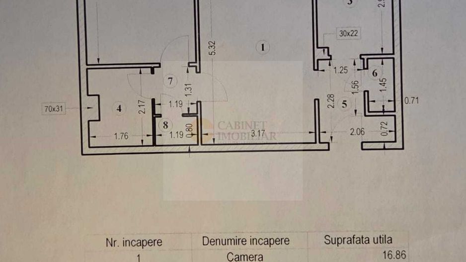2 Camere Renovat | Etaj Intermediar | 300 m de Metrou | Mobilat-Utilat - Schiță 18
