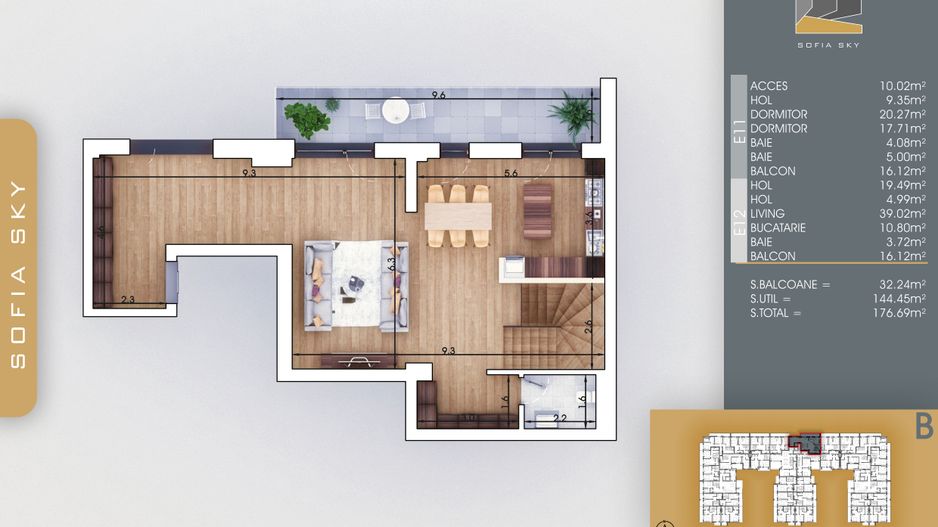 3 camere Duplex vedere panoramica la 700 m de metrou Nicolae Teclu Pallady - Schiță 10