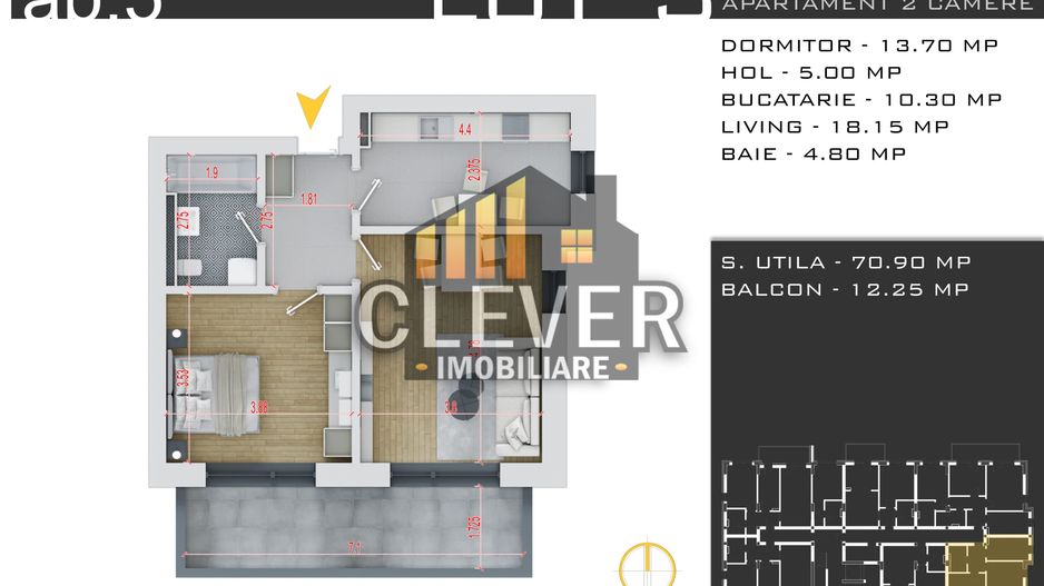 Ap 2 camere Th. Pallady-Incalzire Pardoseala-Parcare Bonus-Comision 0% - Schiță 8