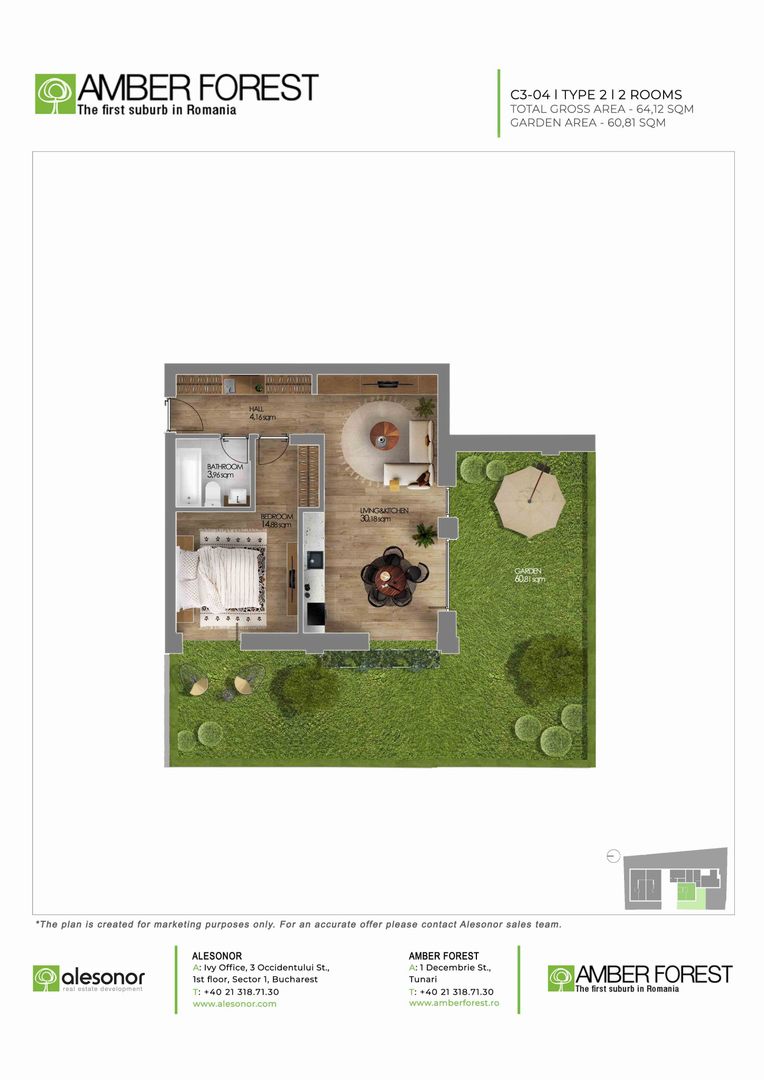 Apartament de 2 camere cu gradina RENT to BUY - Poză 17