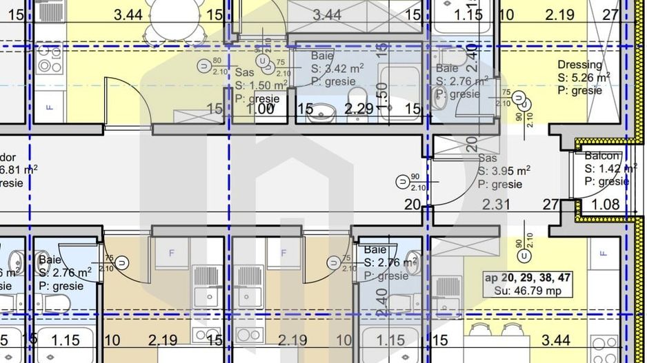 Apartament 2 camere decomandate 46mpu Balcon - Schiță 9