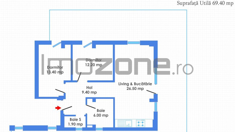 Militari - Drumul Belsugului, 3 camere + 63 mp. Curte, 2 gr. sanitare - Schiță 19