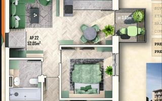 3 camere, premium, prima închiriere, parcare, bloc nou, Octavian Paler - Poză 12