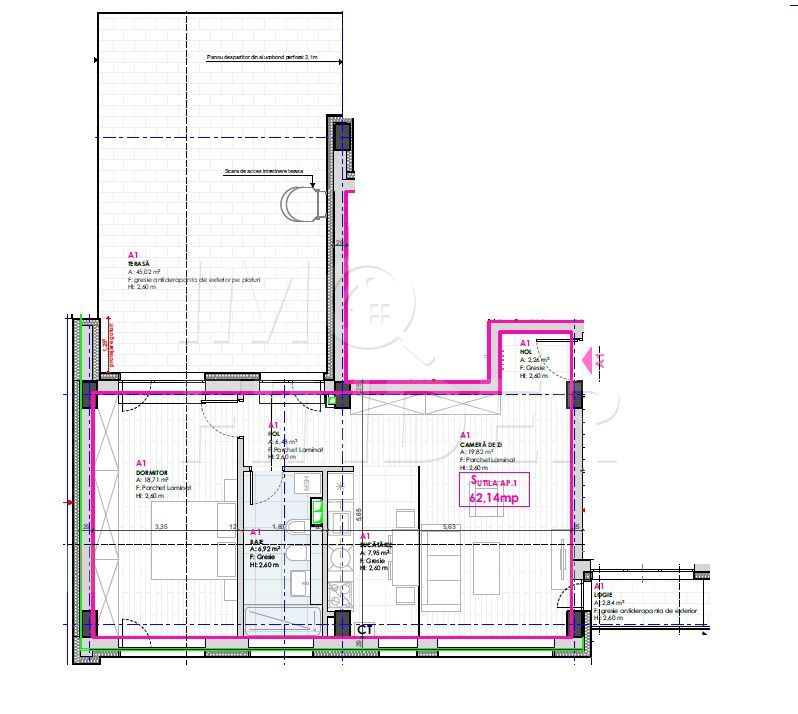 Vanzare apartament 2 camere Marasti, 62 mp plus 44 mp terasa - Poză 2