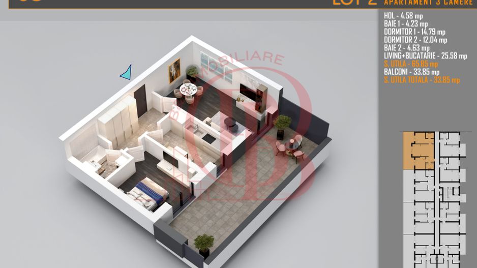 Apartament 3 camere Modern Titan Th. Pallady-Sector 3 - Schiță 2