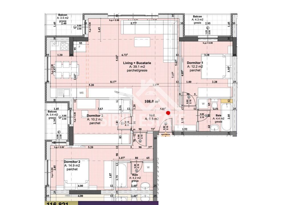 Apartament 4 camere, 2 bai bloc nou cu lift si parcare - Poză 5