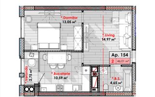 Vânzare, apartament, 2 camere, str. Calea Moșilor, Râșcani - Schiță 2