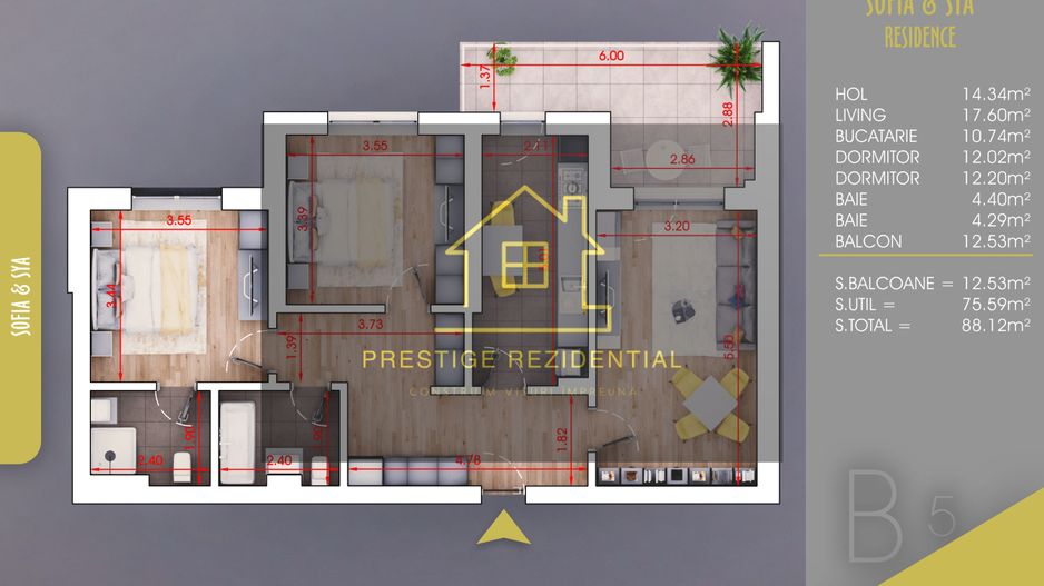 3 camere cu TERASA ,BONUS Parcare, Metrou N Teclu,Pallady - Poză 2