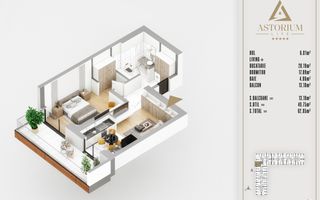 2 camere finalizat proiect premium titan pallady - Schiță 5