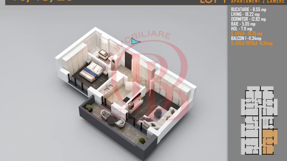 Apartament decomandat 2 camere -Titan Pallady Metrou Teclu - Schiță 2