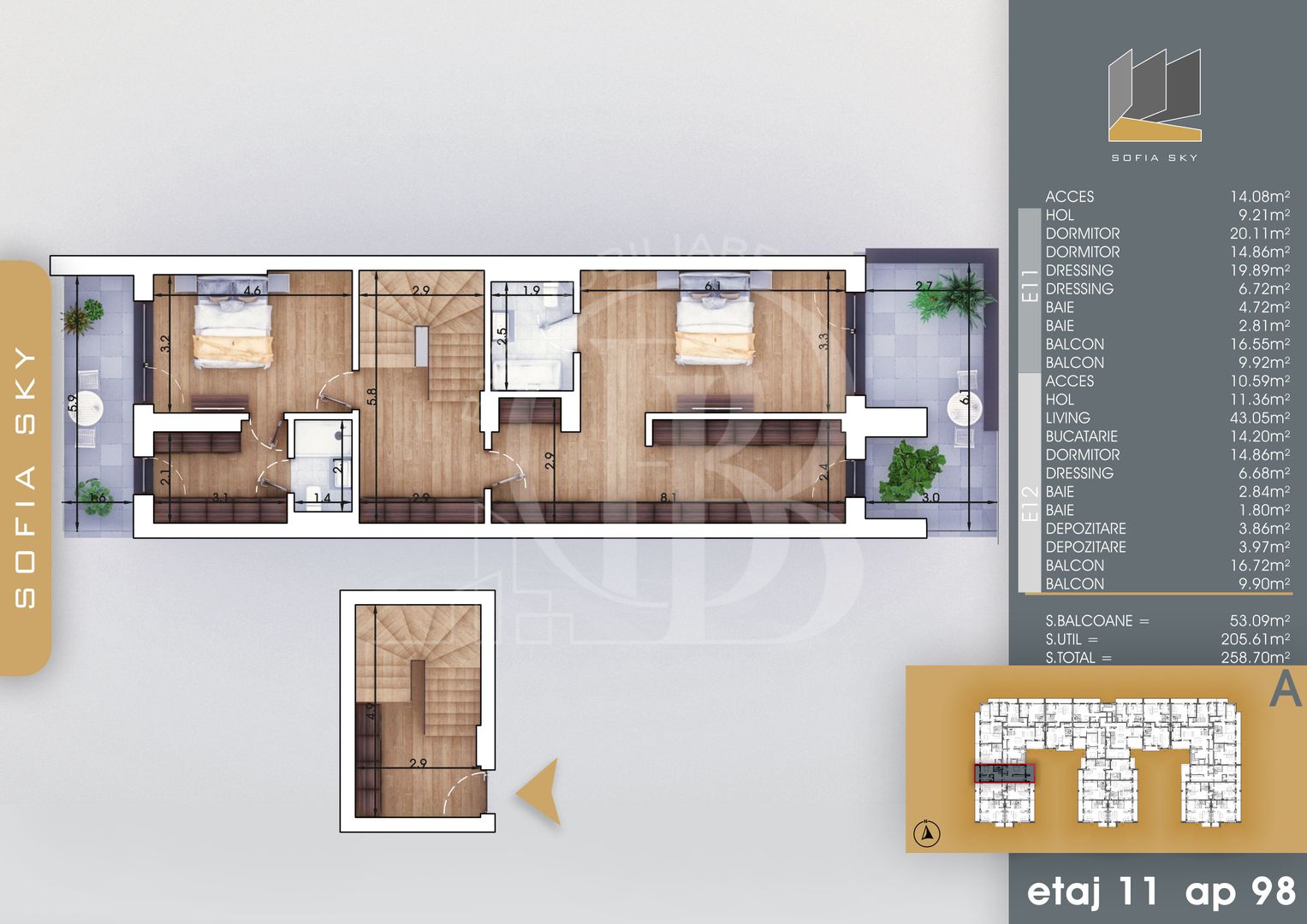 Apartament 4 camere Vedere Panoramica Mutare Rapida - Schiță 4