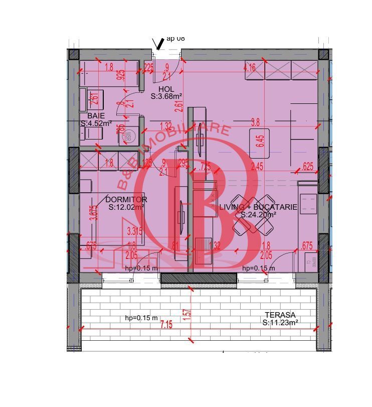Apartament 2 camere Loc Parcare Bonus Th. Pallady 5 min STB - Schiță 2
