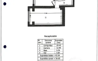 2 CAMERE | IANCULUI | MOBILAT | METROU | CENTRALA PROPRIE | ETAJ 2/8 - Schiță 12