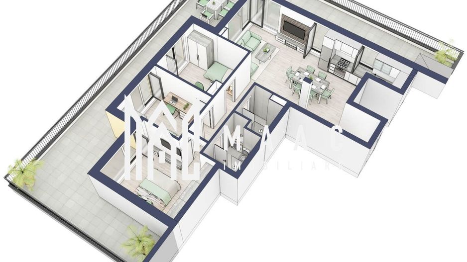 Penthouse 3 camere | Etaj 4 | Balcon 107.2 mp | Turnisor - Poză 4