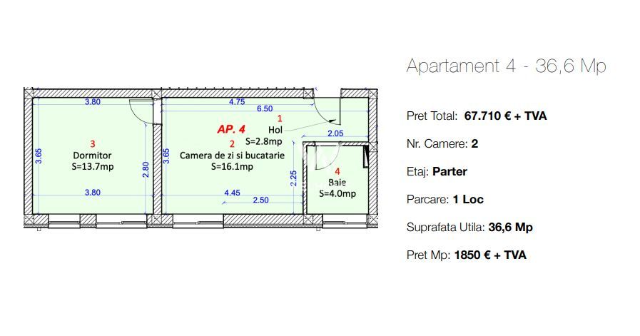 Apartament 2 camere zona SHOPPING CITY Sibiu - Schiță 9