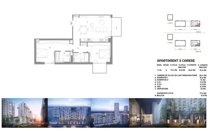 Apartament superb 3 camere I Aviatiei Tower Faza II I Vedere libera - Poză 3