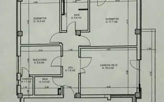 Apartament 3 camere | Etaj Intermediar | zona Buna Ziua - Schiță 13