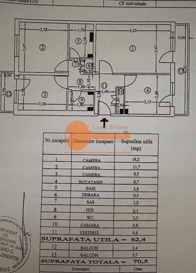 Apartament 3 camere | Dristor  | 71 mp utili - Schiță 1