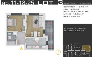 2 camere decomandat -parcare inclusa -Pallady - Schiță 12
