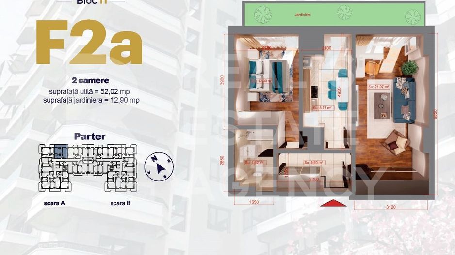 Apartament cu 2 camere, de tip F2 - Royal Town Copou - Poză 1