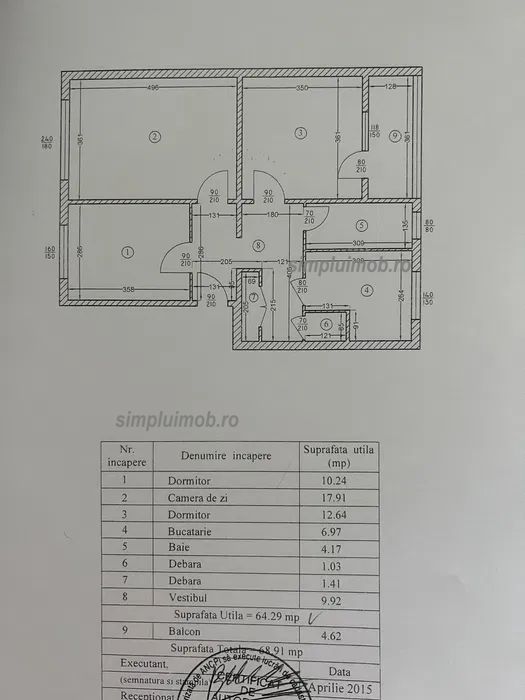 Metrou 1 Decembrie 1918 decomandat mobilat complet renovat 3 cam Ozana - Schiță 8