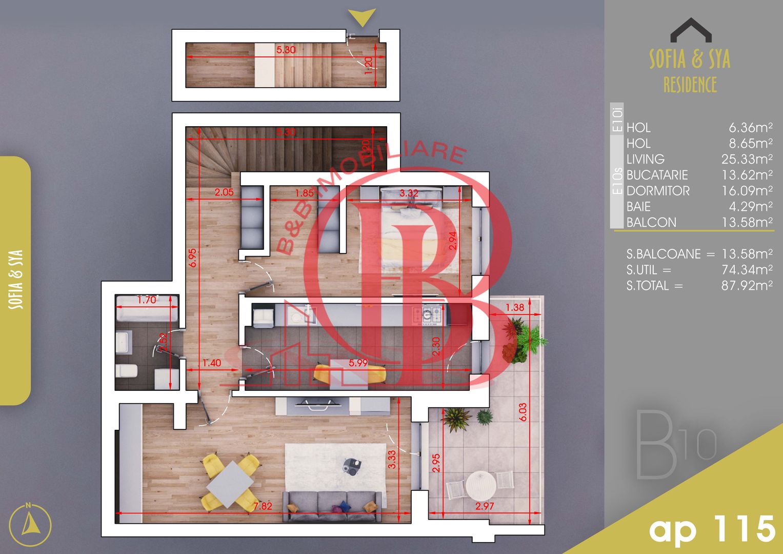 2 camere finalizat - parcare bonus - Schiță 1