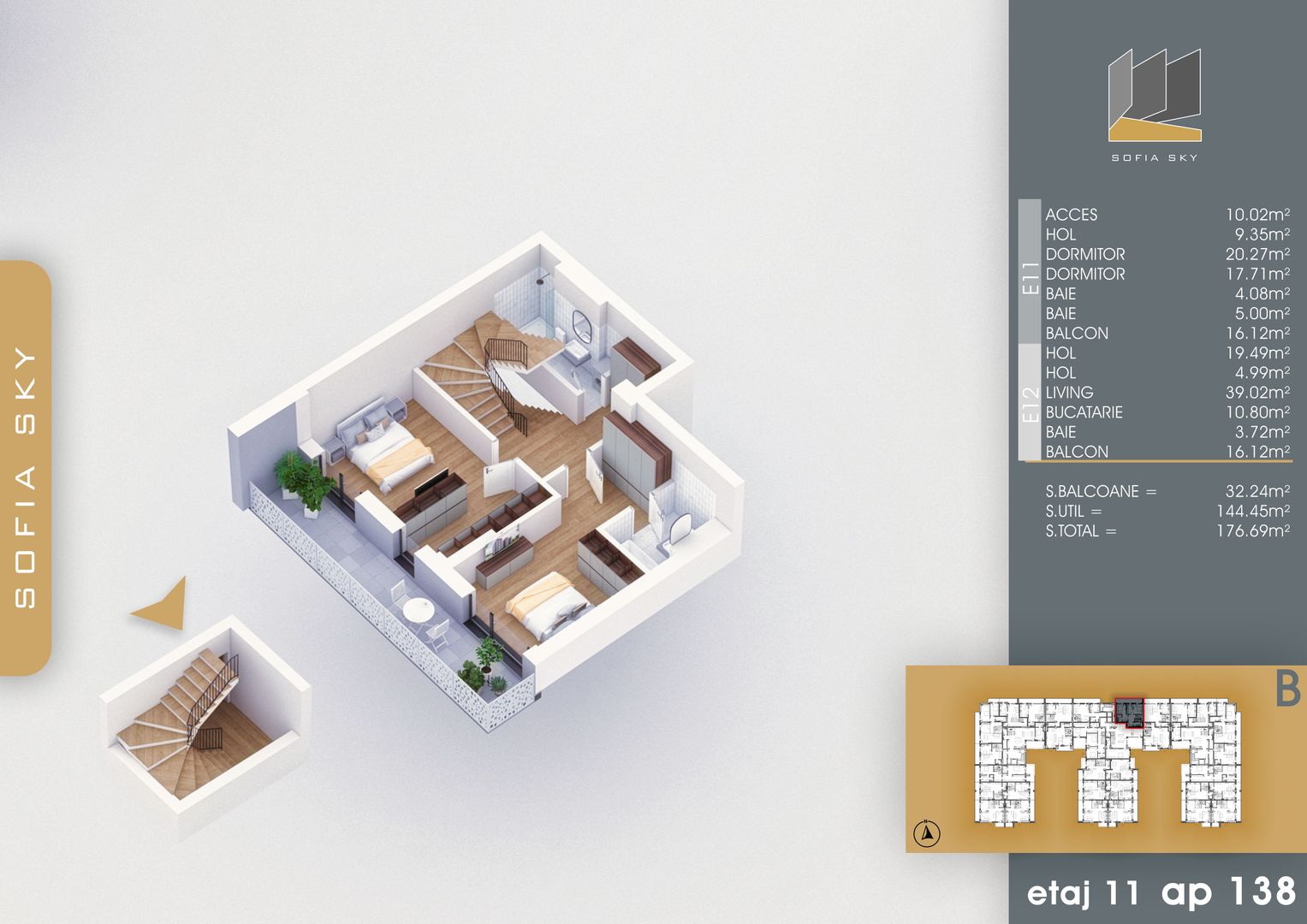 3 camere Duplex vedere panoramica la 700 m de metrou Nicolae Teclu Pallady - Schiță 7