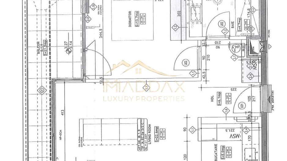 Apartament *2 camere *66mp // Aviației - Schiță 13