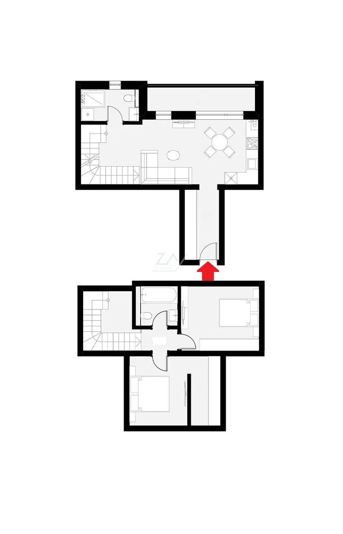 Ap pe 2 niveluri. 3 camere, 2 bai. 2 locuri de parcare. - Poză 16