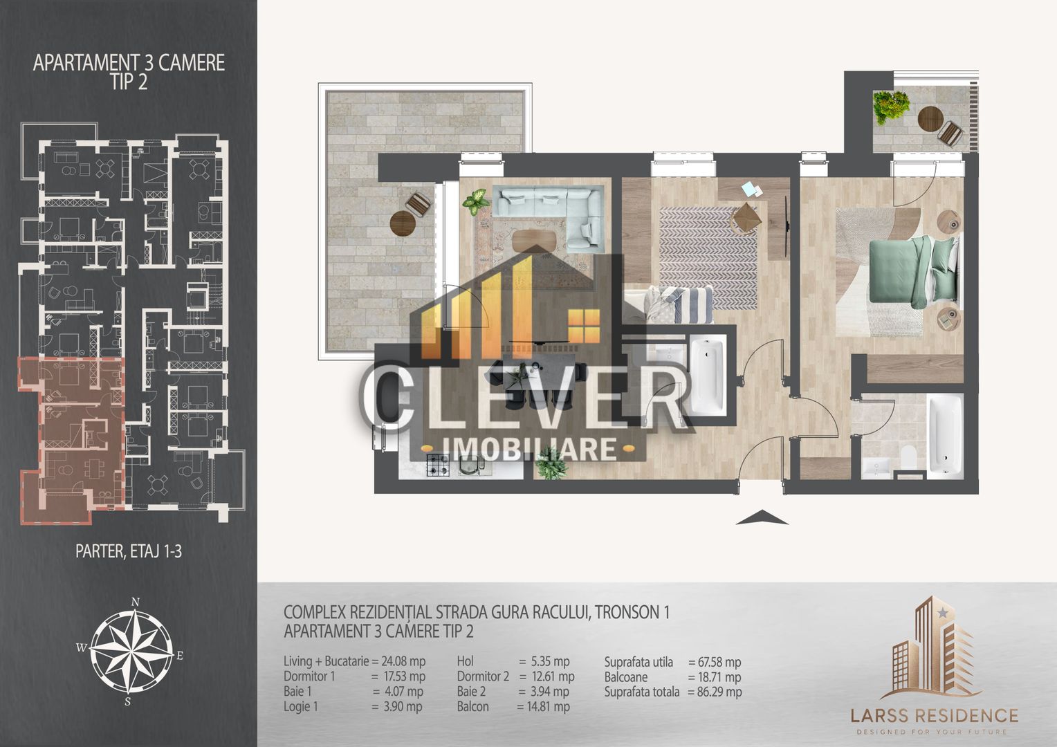 Apartament 3 camere, 86 mp, metrou Nicolae Teclu, Pallady - Schiță 9