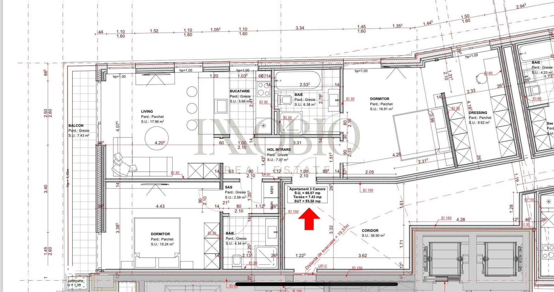 Apartament 3 camere 93 mp Bd. Unirii Union Plaza | Parcare inclusă - Schiță 10
