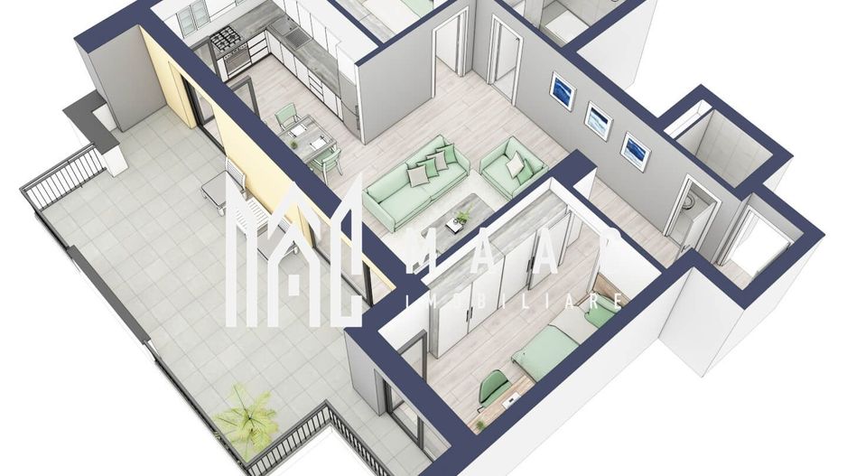 Apartament 3 camere | Balcoane 27.4 mp | Etaj 3 | Turnisor - Poză 3