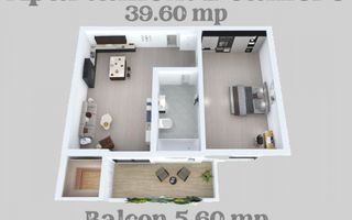 Apartament 2 camere 39,6 mp , Zona Lacul lui Binder - Poză 1