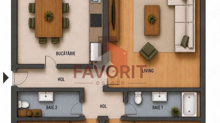 Apartament 3 camere decomandat | 2 Bai | Simion Branutiu - Poză 9