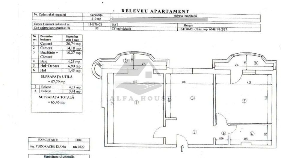 Racadau - Apartament cu doua camere, 58 mp + doua balcoane (7.6 mp) - Poză 5