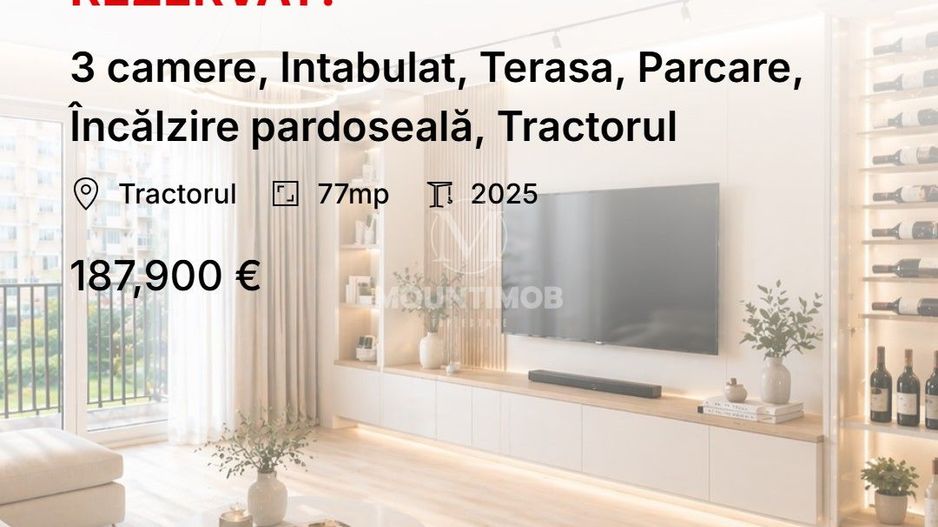 3 camere, Intabulat, Terasa, Parcare, Încălzire pardoseală, Tractorul - Poză 1
