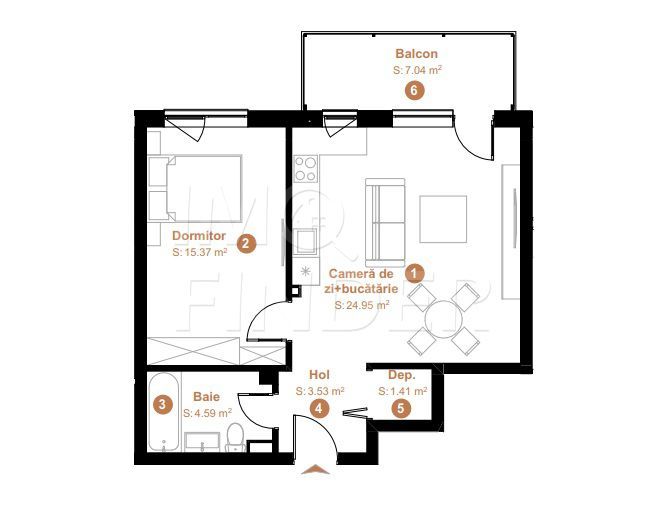 PROMOȚIE- Apartament 2 camere, 54 mp FINISAT LA CHEIE, zona VIVO - Poză 3