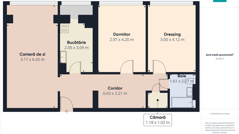 Apartament cu 3 camere, etaj intermediar - Poză 18