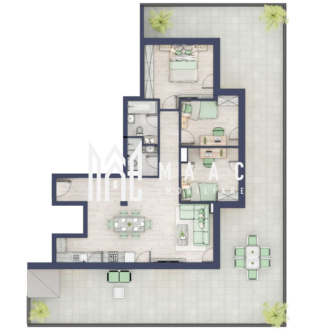 Penthouse 3 camere | Etaj 4 | Balcon 107.2 mp | Turnisor - Poză 1