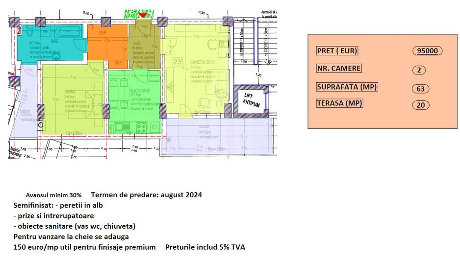 Apartament 2 camere de vânzare | Zona Cireșica-Sibiu - Poză 3