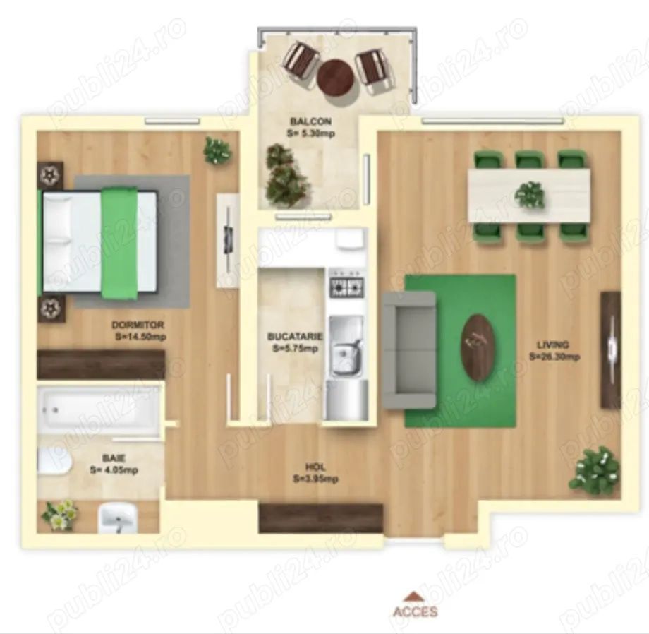 2 camere lux cu centrala, incalzire in pardoseala, parcare optional, Mega Mall - Poză 9