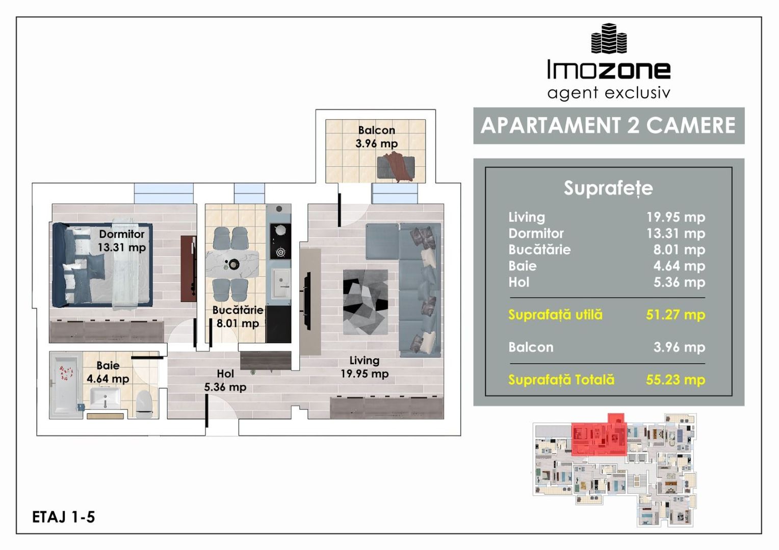 Metrou Pacii | Militari | 2 Camere | 55 mp Utili |  Balcon | Bucatarie Inchisa - Poză 8