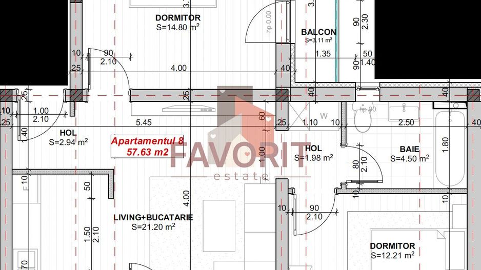 Bloc NOU. Etaj 1. Braytim. 2 balcoane - Schiță 16