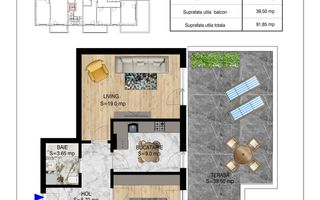 Apartament 2 camere cu Terasa 40mp Th. Pallady Metrou Teclu - Poză 1