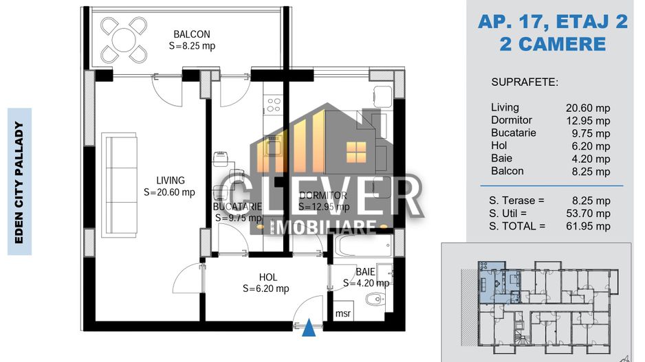 2 Camere Pallady | Încălzire Pardoseală | Comision 0% - Schiță 8