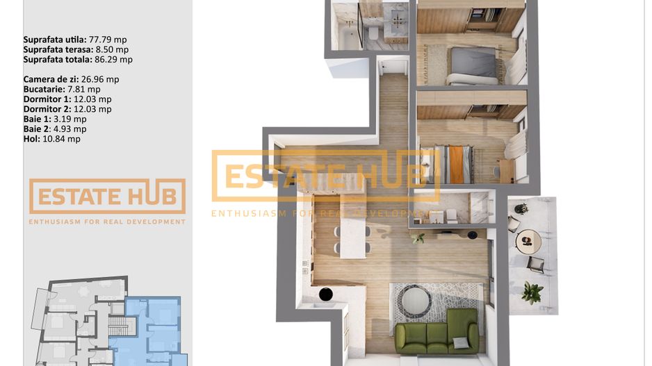 Apartamente premium 3 camere | Standarde NZEB | Zona centrala - Poză 3