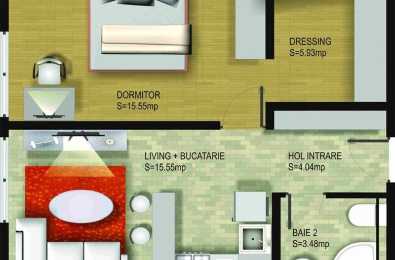 2 camere + birou/dressing | Rin Grand Residence - Poză 13