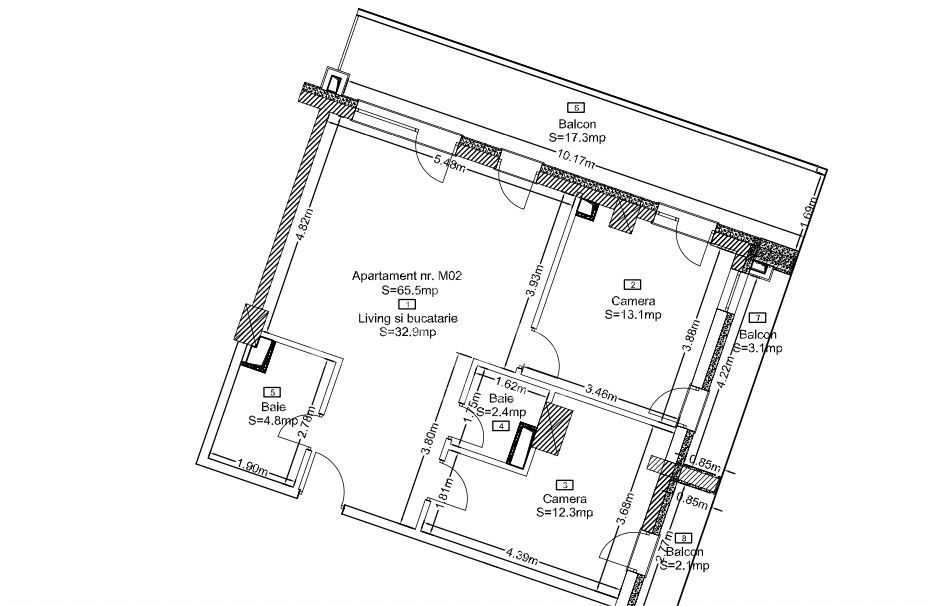 Apartament 3 camere | Terasă + 2 balcoane | 0% comision | Wings - Schiță 9